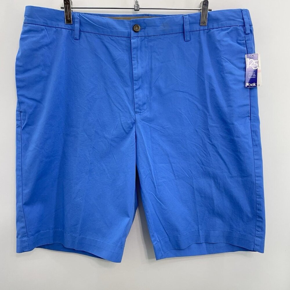 Izod Chino Flat Front Shorts Straight Slim Fit 10” Preppy Beach Blue Mens 40